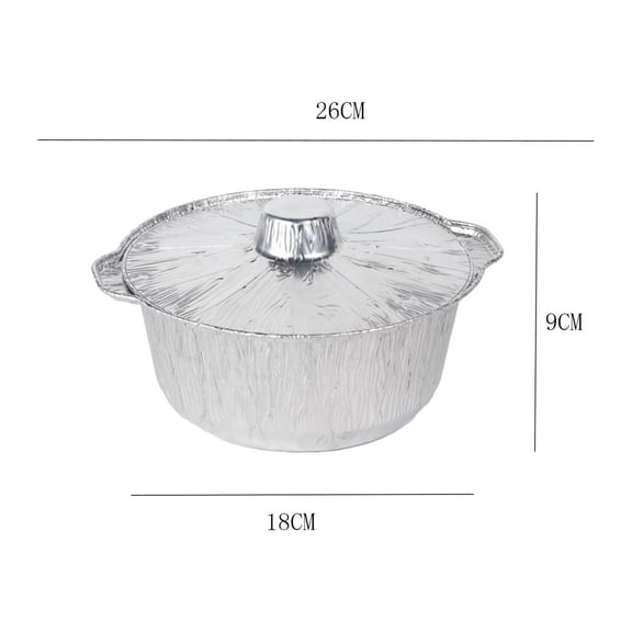 Rkxzt Tinfoil Disposable Aluminum Round Foil Pan with Lid 2pcs 10x3.5 Inch 3L Baking Food Container for Camping and Prepping Kitchen Supplies|Metal,As Show