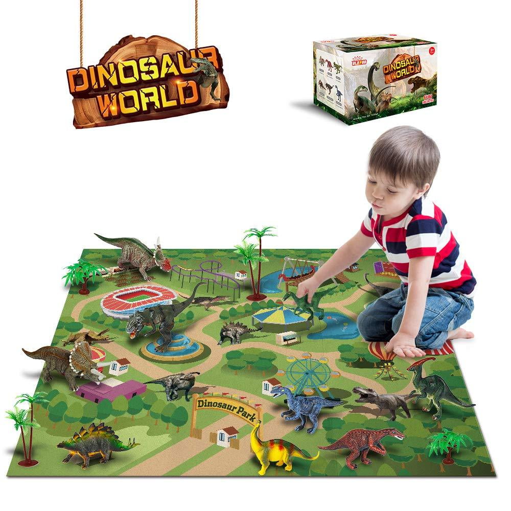 dinosaur playset with mat