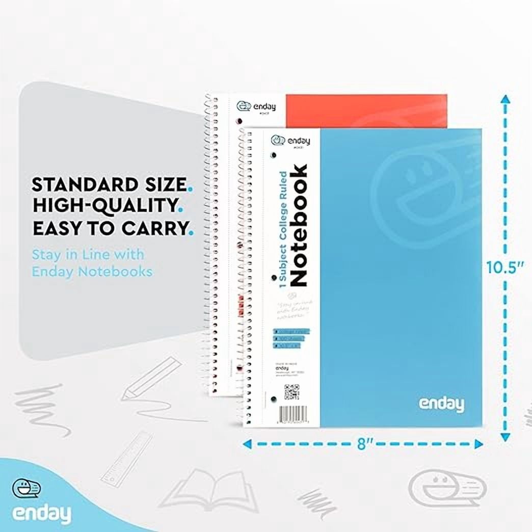 Enday College Ruled Notebook, 1 Subject Ruled, Hardcover Spiral Bound Notebooks for School and College, 70 Sheets lined Notebook (48 Pack)