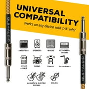 gls audio 20 foot guitar instrument cable - 1/4 inch ts to 1/4 inch ts 20 ft brown yellow tweed cloth jacket - 20 feet pro cord 20 phono 6.3mm - single