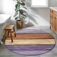 thumbnail image 5 of Farmhouse Purple Brown Round Rug 3ft Washable Circle Entryway Rugs Non Slip Vintage Wooden Striped Area Rug Indoor Floor Carpet for Bedroom Kitchen Living Room Home Office Dining Room Nursery, 5 of 8