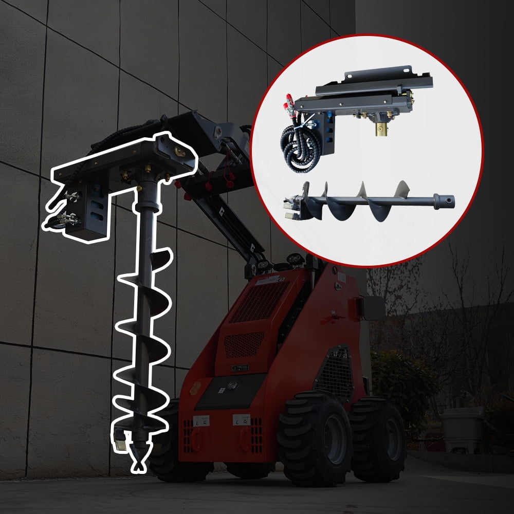 HUAYEE Mini Skid Steer Loader Auger Accessories With 7.87in/20cm & 11.81in/30cm. Dia. Drill, Heavy Duty Drill Bit Attachment, USA Stock, Mount: Length: 23.1in, Height:8.54in, Pin Distance:14.17in