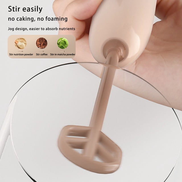 Langgg Agitateur Électrique Portable à Piles, Café Blanc