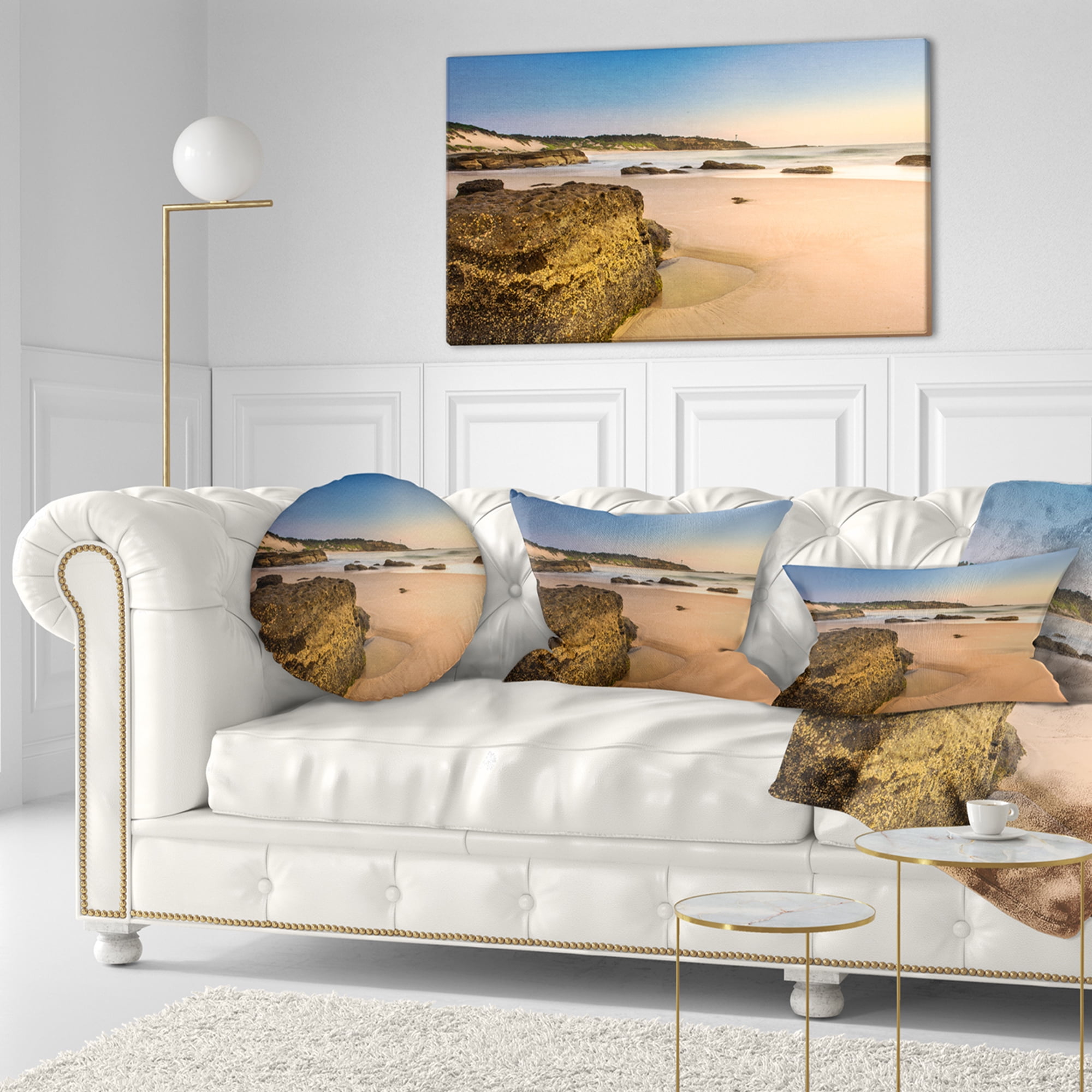 Designart 12" x 20" Blue Polyester Throw Pillow