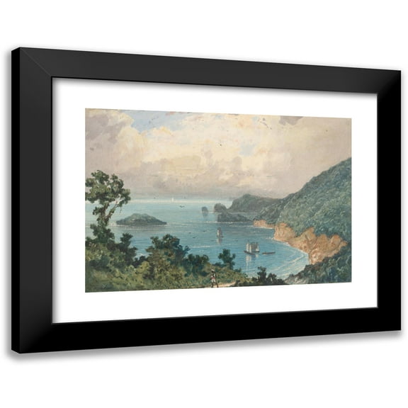 Michel Jean Cazabon 14x11 Black Modern Framed Museum Art Print Titled - Northern Coast from North Post