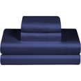 thumbnail image 1 of GFDYREE Feather & Stitch Softest 100% Cotton Sheet Set, 4 Pc 300 Thread Count Percale Weave Bedding, 16" Deep Pocket, Cooling Sheets, Breathable Bed Set (Dark Blue), 1 of 6