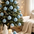 thumbnail image 4 of 12 Pcs Light Blue Velvet Flocked Christmas Balls, 2.4 Inch Christmas Tree Ornaments, Soft Hanging Xmas Ball Decorations for Tree, Home, Party and Holiday Decor, 4 of 8