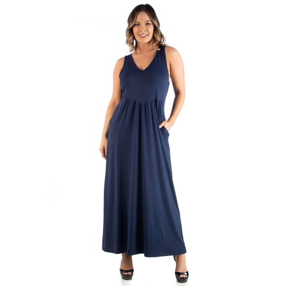 Plus Size Sleeveless Pocket A Line Maxi Dress