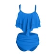 thumbnail image 4 of Efsteb High Waisted Bikini Sets for Women 2 Piece Split Swimsuit Ruffles Backless Strap Two Piece Bathing Suit Beachwear (Blue,S), 4 of 5