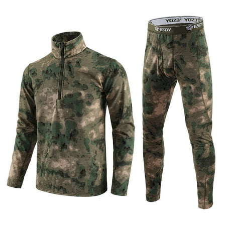Men s Thermal Underwear for Extreme Thermal Winter Gear Top and Bottom Fleece Lined Insulated Layer Cold Weather Long John Suits Zip Up Hunting Para Cold Base Clothes