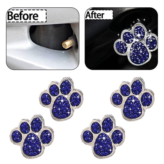 Baguer 4 Pcs Stylish Bear Paw Rhinestone Tire Valve Stem Cap for Cars Trucks Bicycles