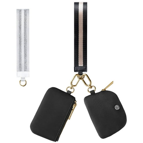 Dabria Dual Pouch Wristlet With 2 Straps Mini Zip Around Wristlet Keychain Wallet for Women Small Cute Coin Purse for Teen Girl