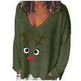 thumbnail image 2 of Mode Femme Décontractée Imprimé Col en V Ample Manches Longues T-shirt Haut Blouse Chandail, 2 of 6