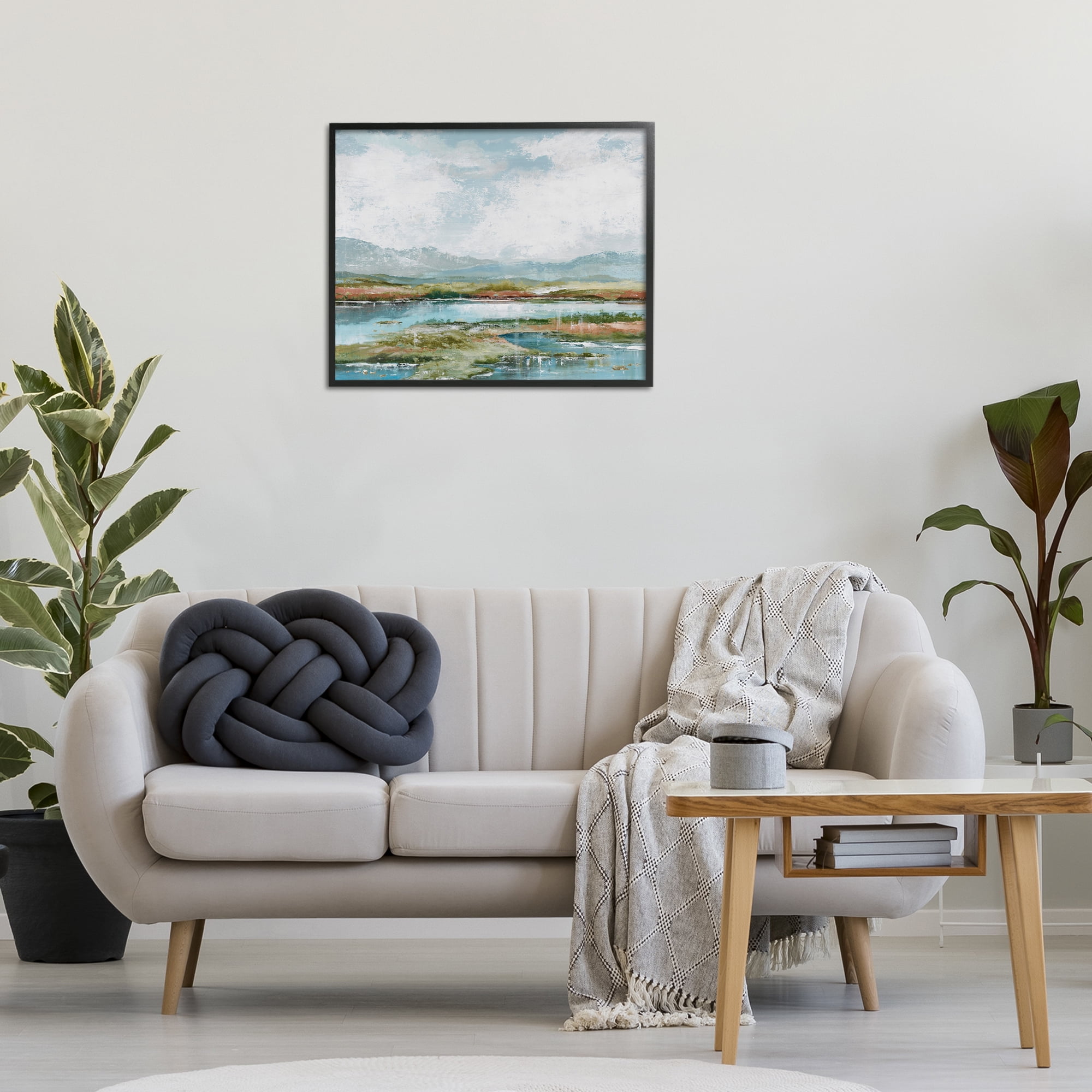 Stupell Industries Modern Paint Landscape Landscape Painting Black Framed Art Print Wall Art, 30 x 24