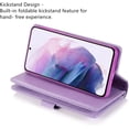 thumbnail image 4 of Wallet Case for Samsung Galaxy S22 Ultra 5G, Magnetic Handbag Zipper Pocket PU Leather Flip with 9 Card Slots and Wrist Strap Folio TPU Inner Stand Case - Purple, 4 of 12