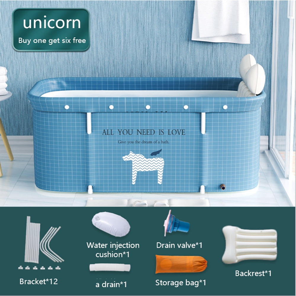JOJOLAM 47 in Foldable Bathtub, Soaking Bath Tub for Adults or Kids, Efficiently Maintaining Temperature, Light Blue