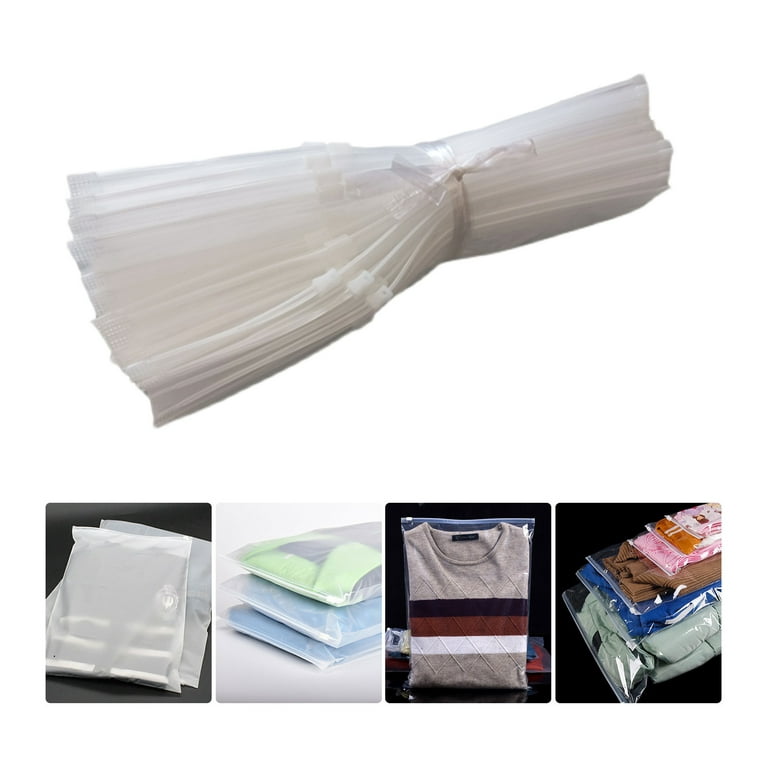 50pcs Packaging Bags Frosted Bag Zipper Bag Poly Bags Resealable Slider  Closure Storage Bag Pouch for T Shirts Clothes Make up Shipping Organizer 