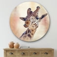 thumbnail image 2 of Designart 'Close Up Portrait of A Giraffe VI' Farmhouse Circle Metal Wall Art 29x29 - Disc of 29, 2 of 5
