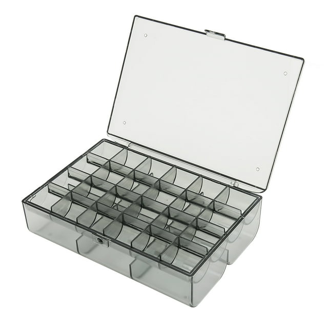Caja organizadora de pendientes, contenedores de almacenamiento de joyería de acrílico negro translúcido, gran capacidad, 30 compartimentos