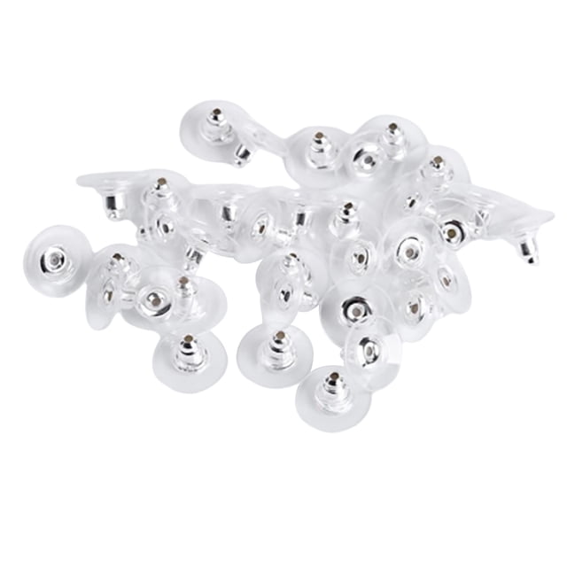 Espalda de aretes para tachuelas con goma de goma de goma de goma reemplazos chapados en chapato ganchos suministros kit de joyería de decoración 100 par de plata Inevent AP008890-02B