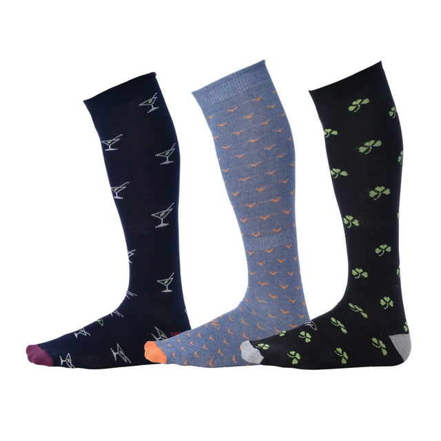 Pierre Henry Over the Calf Socks for Men (3 pairs) Cotton Over the Calf Dress Socks Long