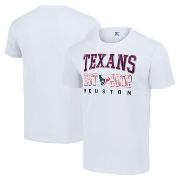 Men's Starter White Houston Texans Distressed Graphic T-Shirt