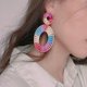 thumbnail image 3 of Pendientes de aro con borla hechos a mano, joyería de moda para mujeres y niñas, 3 of 5