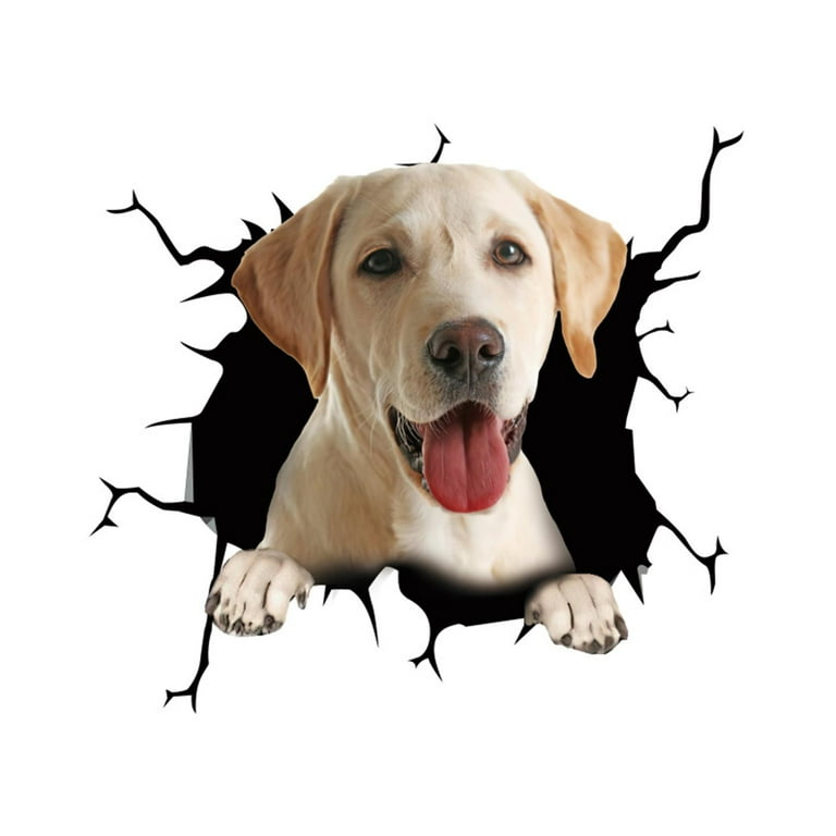 3D Stickers Funny Dog Head In The Crack Vinyl Car Stickers Decals