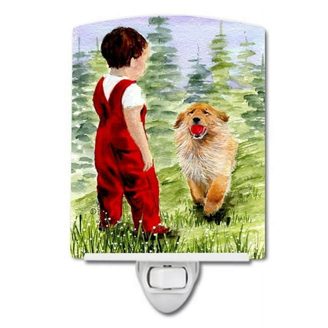 Carolines Treasures SS8545CNL Little Boy with His Golden Retriever Ceramic Night Light
