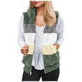 thumbnail image 2 of Usmixi Winter Womens Fleece Vest Plush Jacket for Women Plus Size Fashion Color Patchwork Sleeveless Vest Coat Full Zipper Stand Neck Sherpa Outwear 2023 Fleece Vest, 2 of 4
