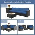 thumbnail image 6 of Costway 4PCS Patio Rattan Furniture Set Cushioned Loveseat Storage Table Navy, 6 of 12