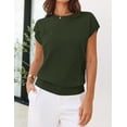 thumbnail image 3 of Merokeety Womens Summer Floral Knit Short Sleeve Loose Sweater Vest ArmyGreen l, 3 of 6