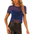 thumbnail image 1 of Disfraz de navidad Mujer Sexy Chaleco Camiseta de Manga Corta Camiseta Transparente Chaleco Camisa de Malla brillante Royal Bue M, 1 of 6