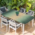 thumbnail image 2 of Green Ombre Table Cloths for 6 Foot Rectangle Tables, Modern Yellow Gradient Farmhouse Art Patio Waterproof Elastic Fitted Tablecloths, Washable Rectangular Table Cover for Camping, 2 of 8