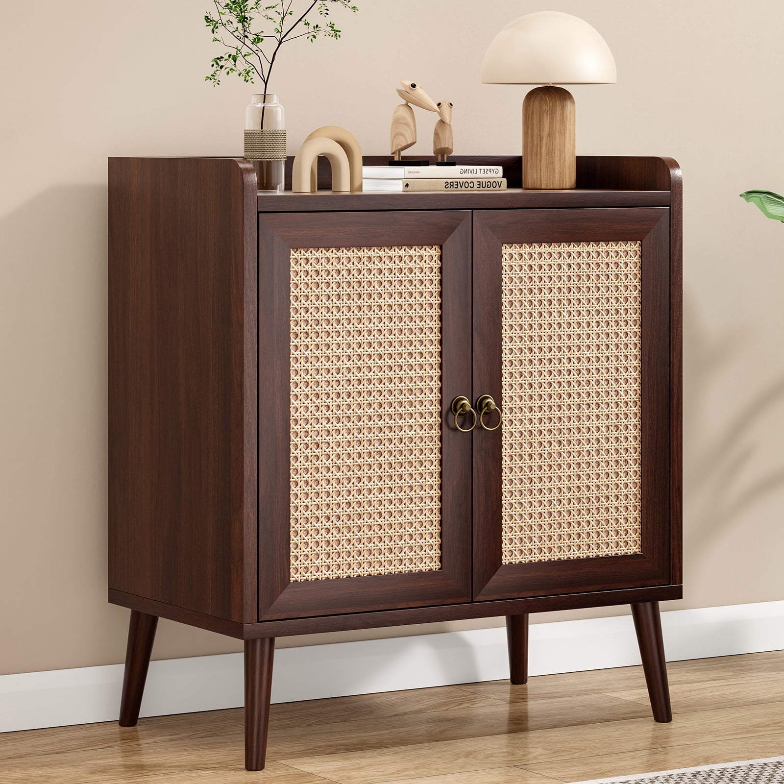 TrumanPick Vintage Rattan Sideboard Buffet Cabinet with Storage – Ideal for Dining Room, Living Room, or Hallway
