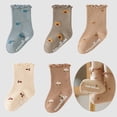 thumbnail image 3 of Baby Toddler Socks Ruffled Edge Non Slip Anti Skid Infant Girl Cotton Socks with Little Flower-5 Pairs,3T-5T, 3 of 6