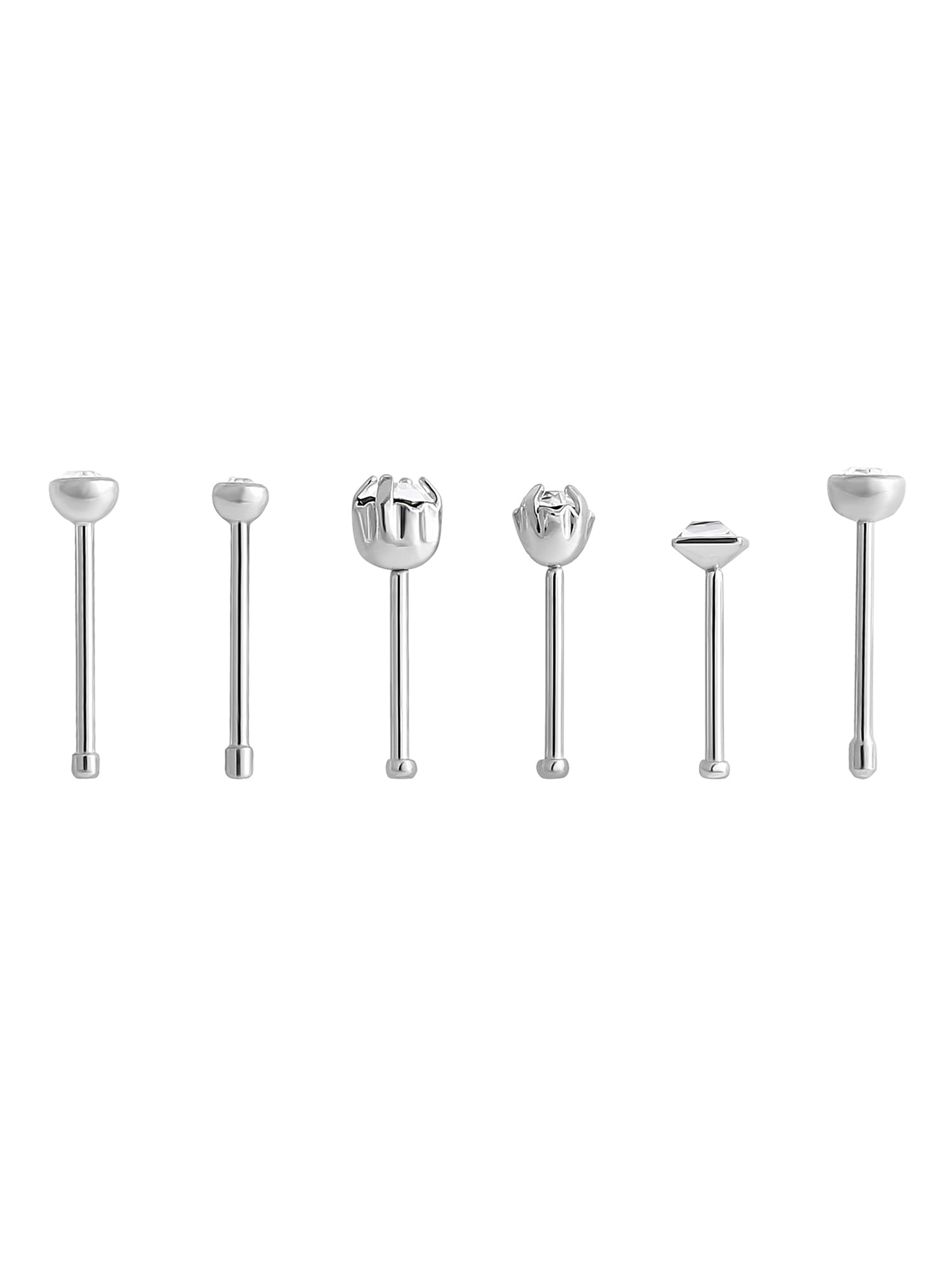 Body Jewelry Women's Lead Crystal Nose Stud Value Pack for Adults in Stainless Steel