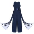 thumbnail image 1 of renvena Kids Girls Flower Wedding Party Bodysuit Ruffled Chiffon Pageant Banquet Rompers Summer Wide Leg Pants Jumpsuit Playsuit with Detachable Embellishment Navy Blue 8, 1 of 9