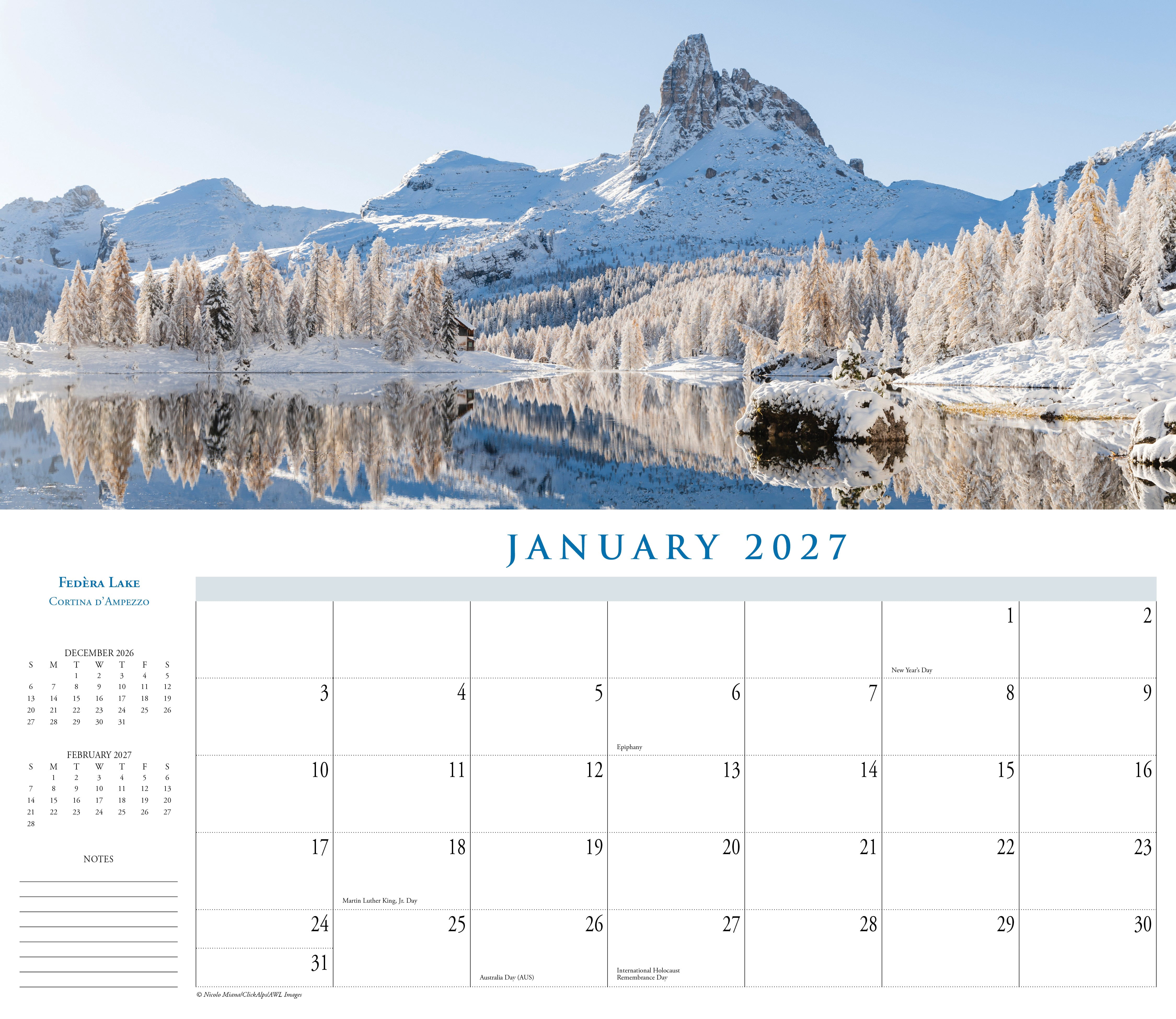 Willow Creek Press, Italy 2027 Panoramic Wall Calendar