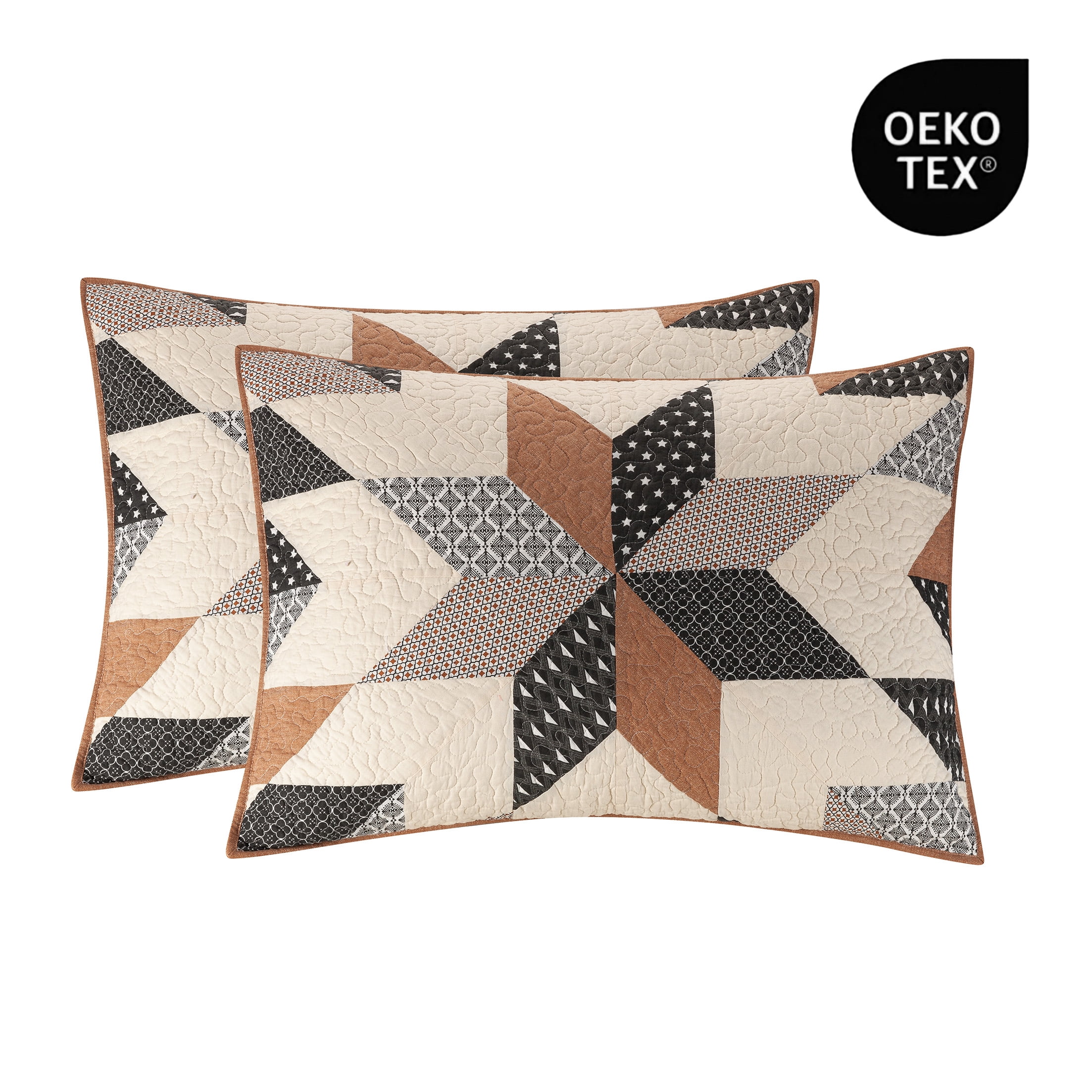 Better Homes & Gardens Starburst Patchwork Cotton Pillow Shams, King, 2 Pack