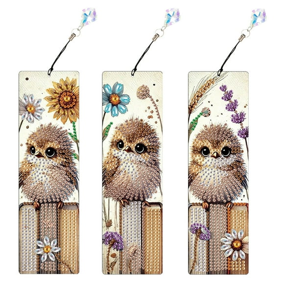3pcs Diamond Painting Bookmark Kit 5D DIY Bird Special Design Shimmering Handmade Artwork For Book Lovers Perfect for Birthdays, Christmas, and Holidays