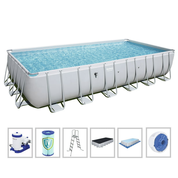 Bestway 56542e 24 X 12 Foot Rectangular, Rectangular Swimming Pool Above Ground With Pump