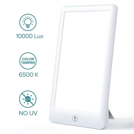 Natural Daylight Lamps WALFRONT Light Therapy Lamp, LED Therapy Light with Dimmable 3 Level Brightness, Standing Bracket & Compact Size Touch Control SAD Therapy Lamp Simulating Natural Daylight (White) ()