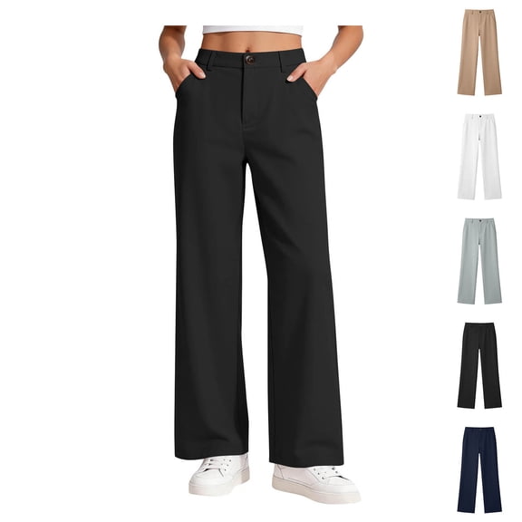 Boys School Uniforms Straight Leg Pants Stretch Slim Classroom Black Uniform Pants for Boys Boys Back to School Clothes Pants for Boys 13-14 Years