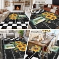 thumbnail image 6 of Area Rug 72×108in, Bee Sunflower Plant Vase Floor Carpet Living Room Rug, Vintage Stamp Black White Grid Non-Slip Welcome Mat Indoor Rugs for Bedroom Dining Room, 6 of 9