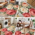 thumbnail image 6 of Vintage Pink Flower Washable Area Rug 4 x 6 ft Orange Rose Green Leaf Classic Romantic, Soft Non Slip Rugs Stain Repellent Indoor Felt Carpet for Living Dining Room Bedroom Home Office, 6 of 9