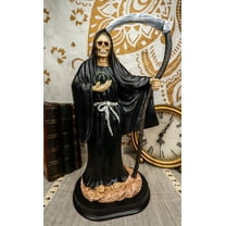 Ebros Gift 12.75" Black Tunic Robe Holy Santa Muerte Holding Scythe
