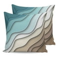 thumbnail image 7 of Outdoor Throw Pillow Cover Abstrict Geometric Wave Line Stripe Waterproof Cushion Covers 2 Pack Gradient Teal White Brown Pillow Cases Home Decoration for Patio Garden Couch Sofa, 7 of 7