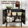 thumbnail image 3 of TOPCOMFY Buffet Cabinet, Sideboard Fluted Cabinet Modern Kitchen Buffet Storage Cabinets with Doors and Shelves, Wood Farmhouse Coffee Bar Station for Entryway & Dining Room & Living Room, Black, 3 of 7