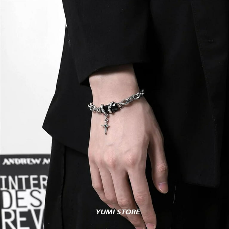 2024 Retro Black Zircon Star Bracelet For Women Men Trend